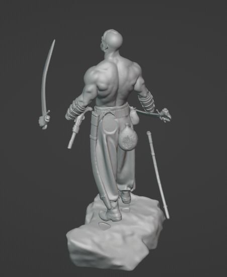 Ukrainian brave Kozak warrior stands on rock ready to print 3D print model_10