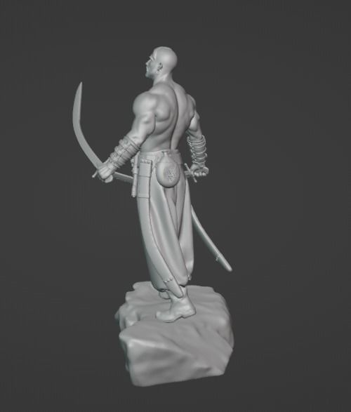 Ukrainian brave Kozak warrior stands on rock ready to print 3D print model_4
