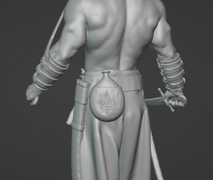 Ukrainian brave Kozak warrior stands on rock ready to print 3D print model_12