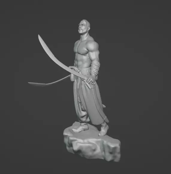 Ukrainian brave Kozak warrior stands on rock ready to print 3D print model_0