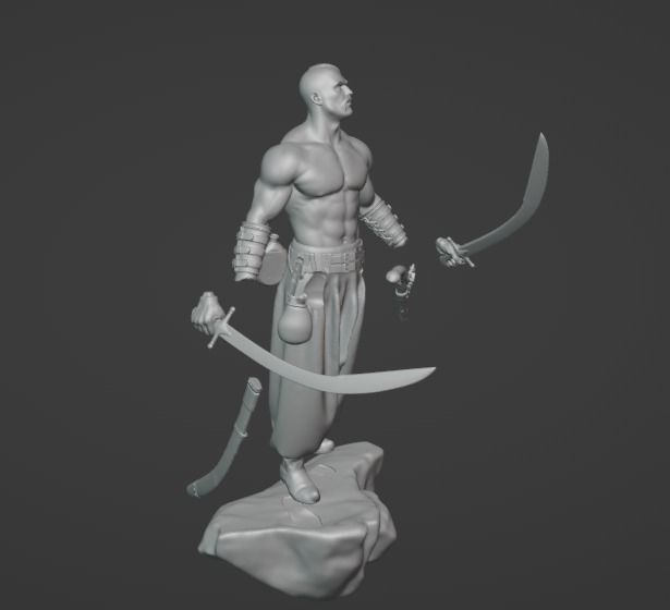 Ukrainian brave Kozak warrior stands on rock ready to print 3D print model_11