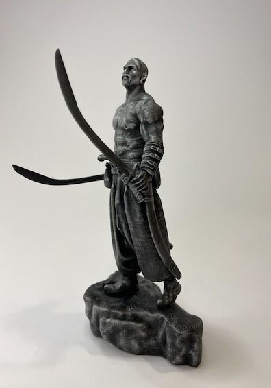 Ukrainian brave Kozak warrior stands on rock ready to print 3D print model_1