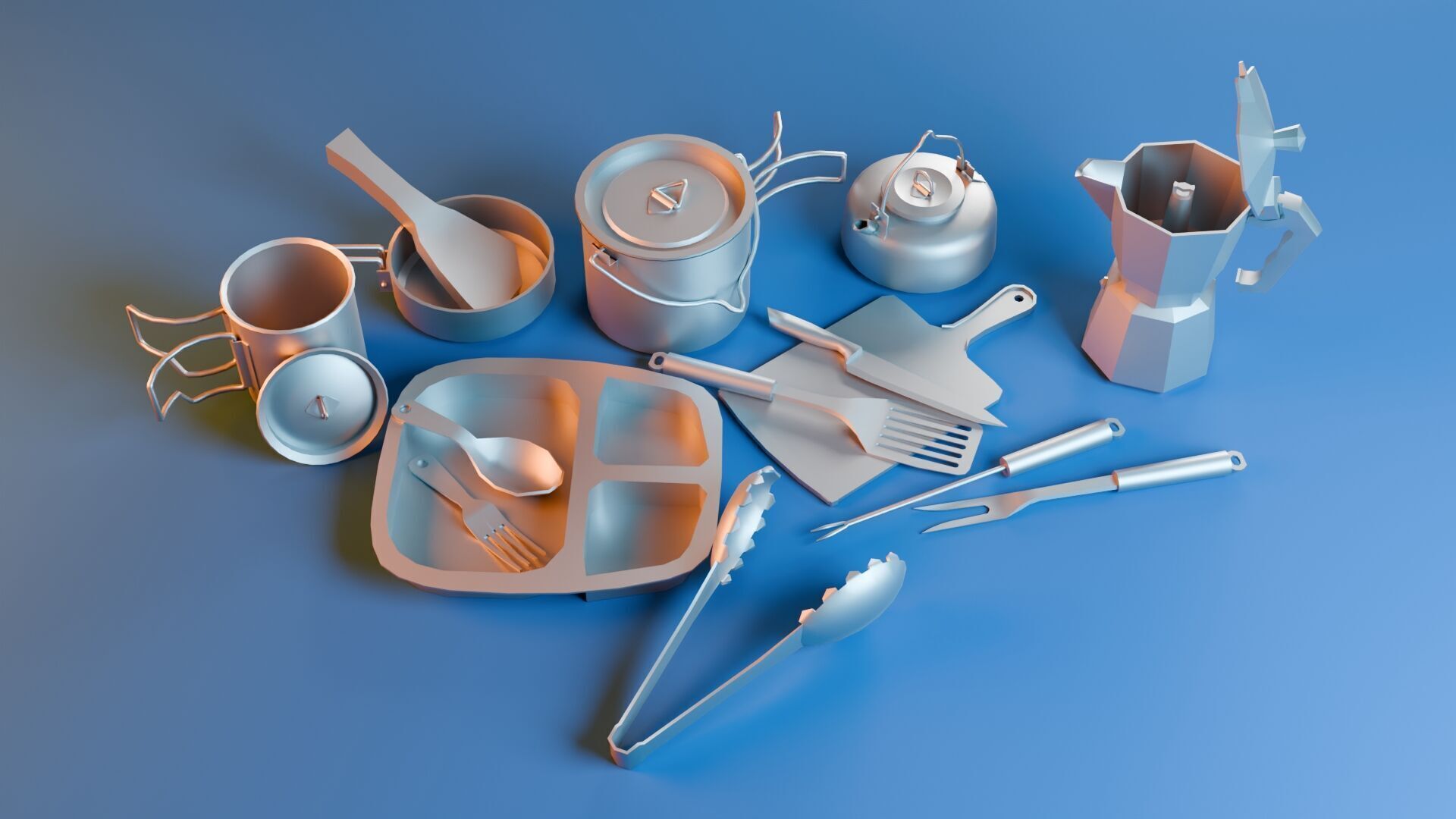 Camping Cookware Set Low-poly 3D model_18