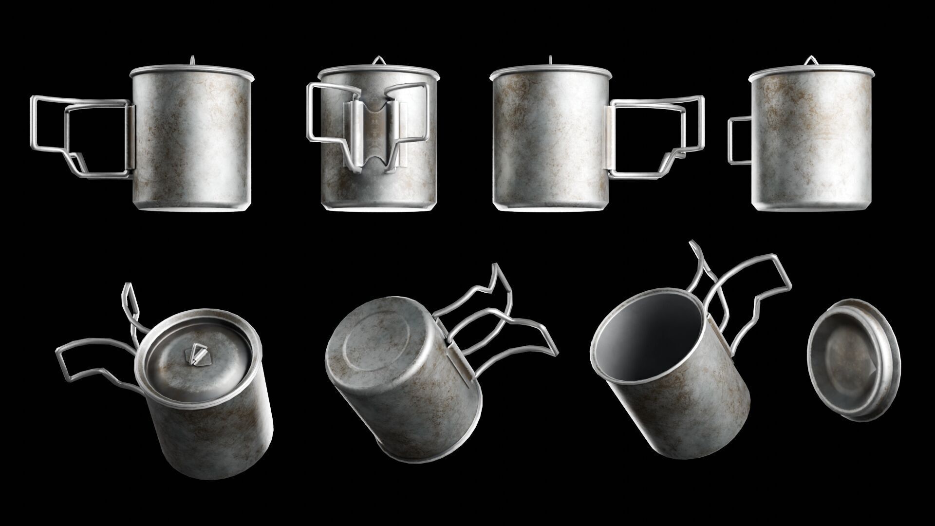 Camping Cookware Set Low-poly 3D model_7