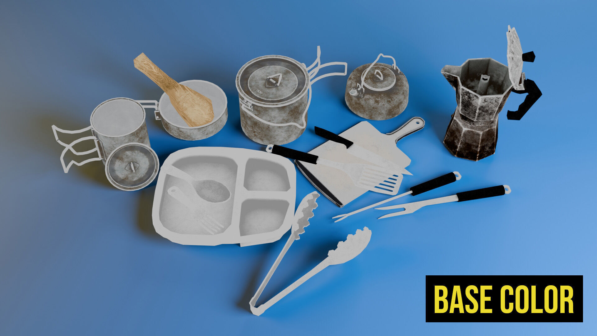 Camping Cookware Set Low-poly 3D model_42