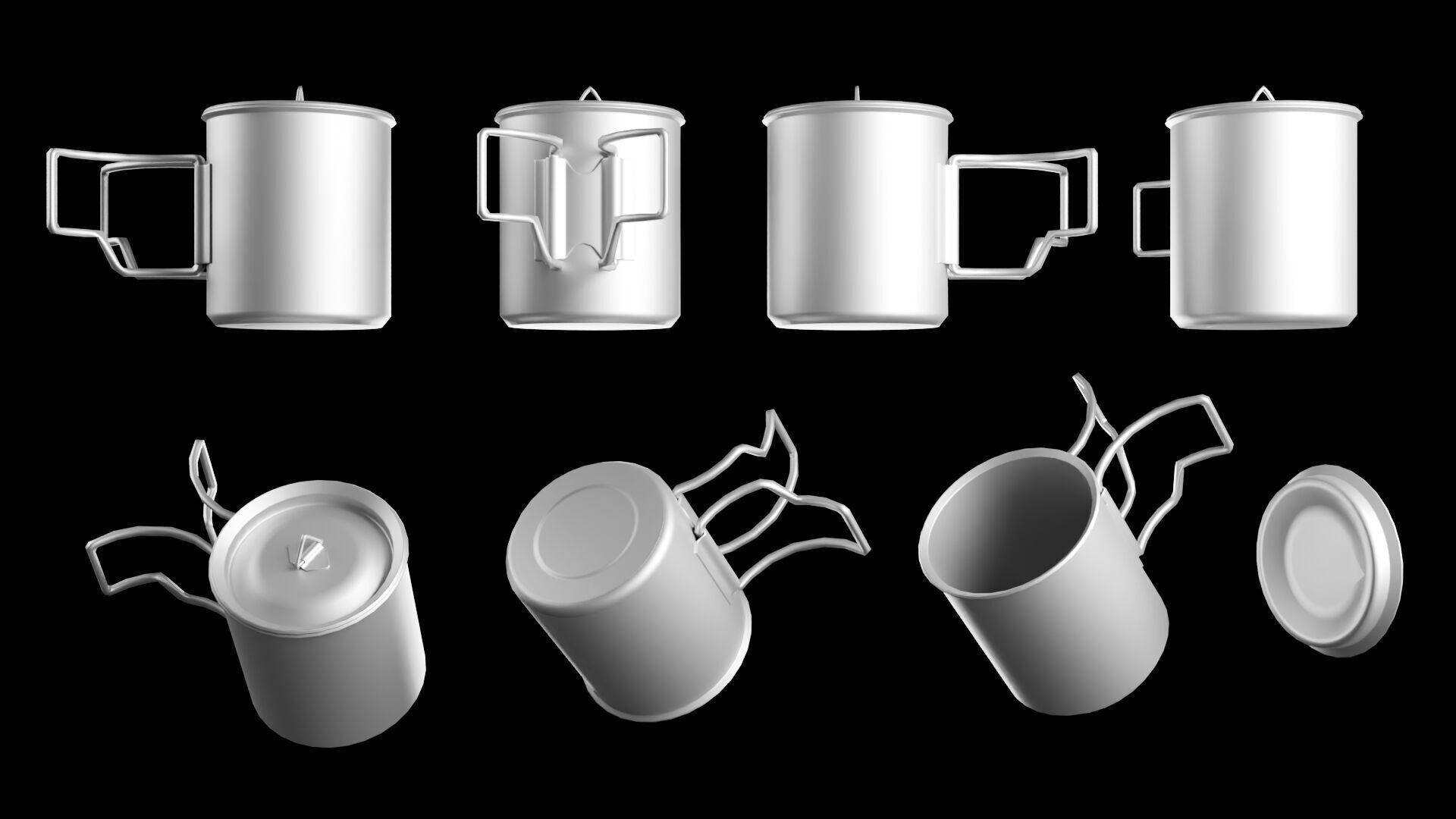 Camping Cookware Set Low-poly 3D model_31