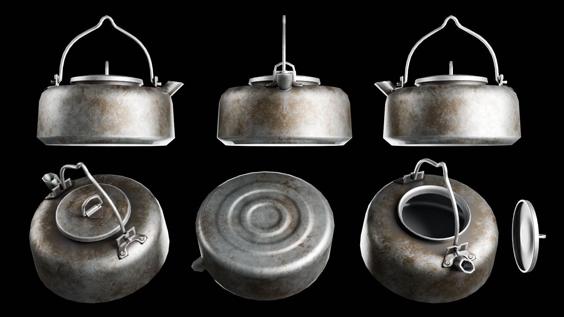 Camping Cookware Set Low-poly 3D model_3