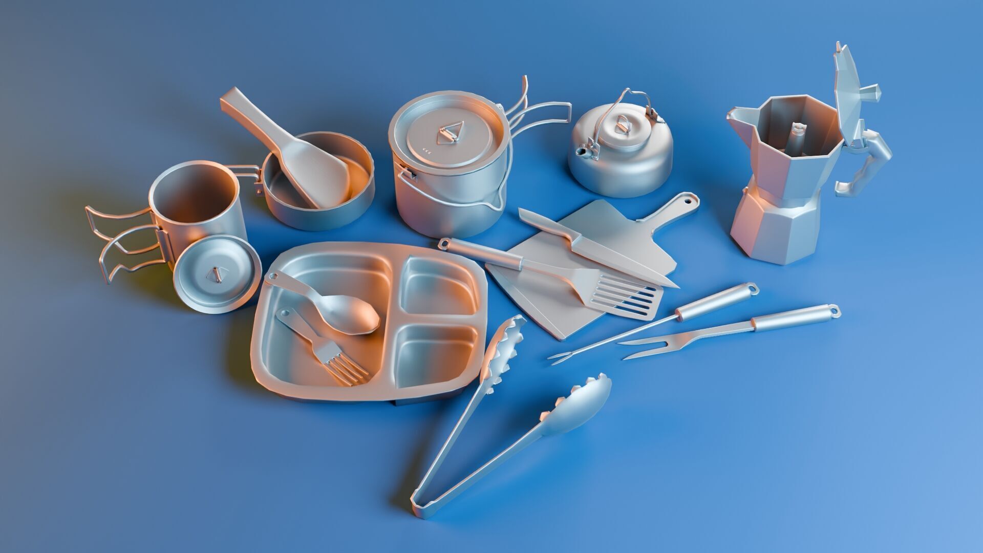 Camping Cookware Set Low-poly 3D model_26