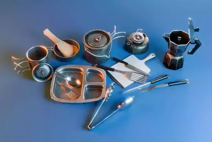 Camping Cookware Set Low-poly 3D model