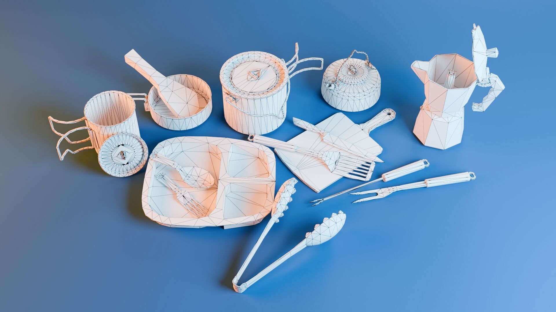 Camping Cookware Set Low-poly 3D model_10