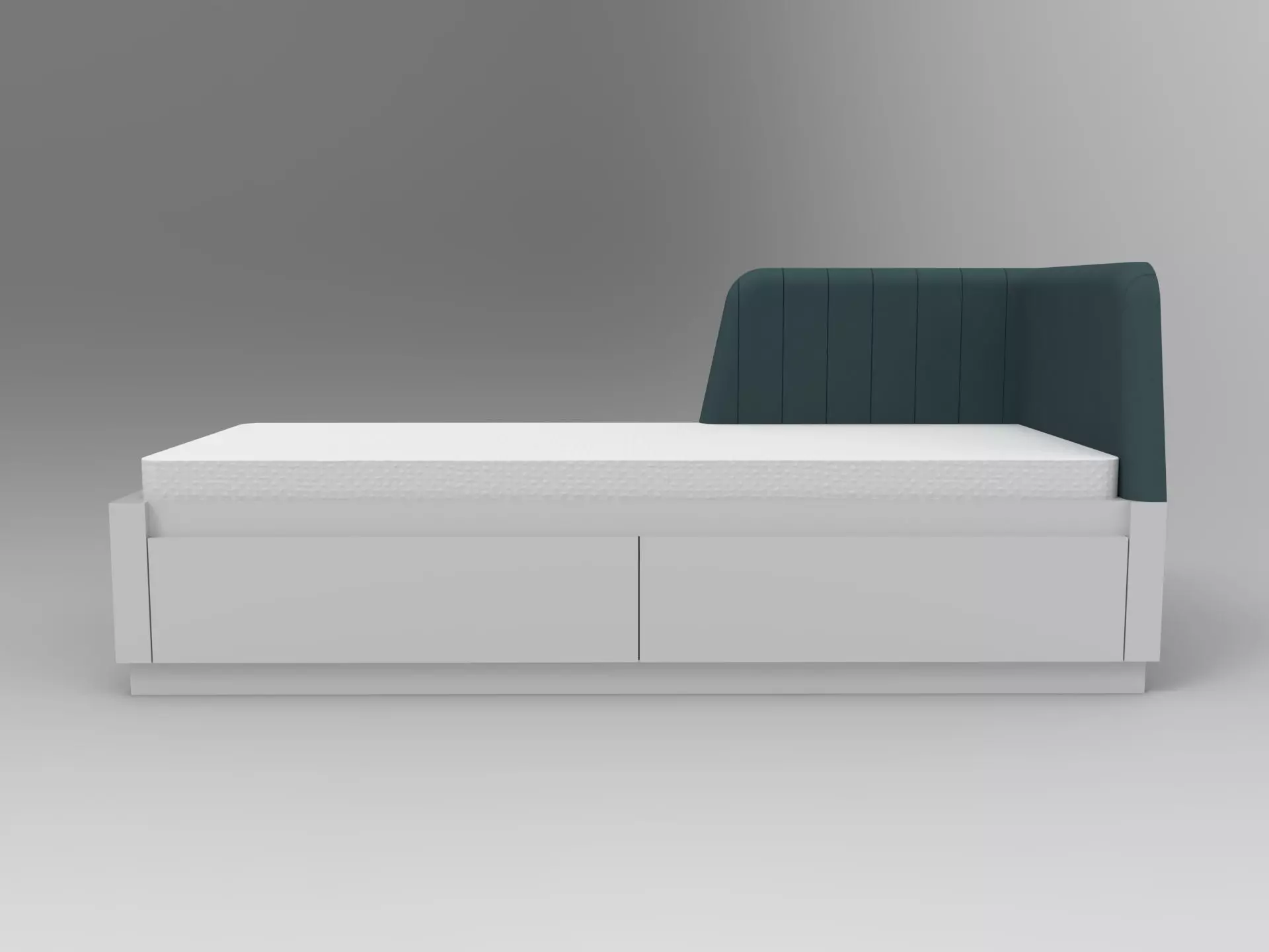 Single bed with corner headboard 3D model