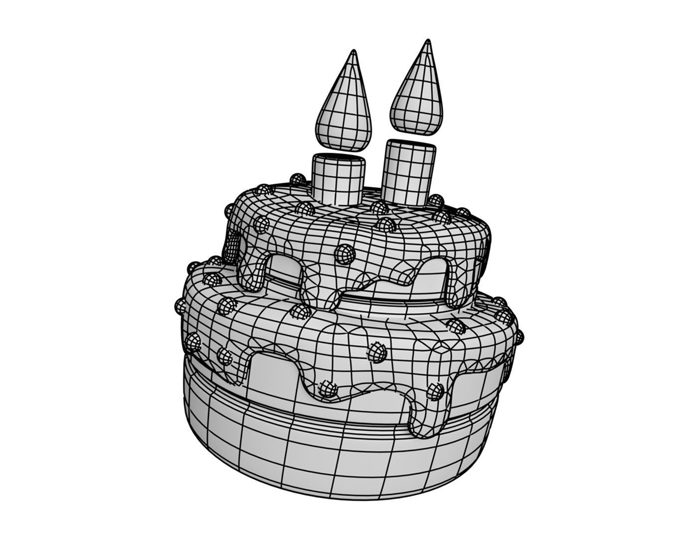 Cartoon Cake Low-poly 3D model_5