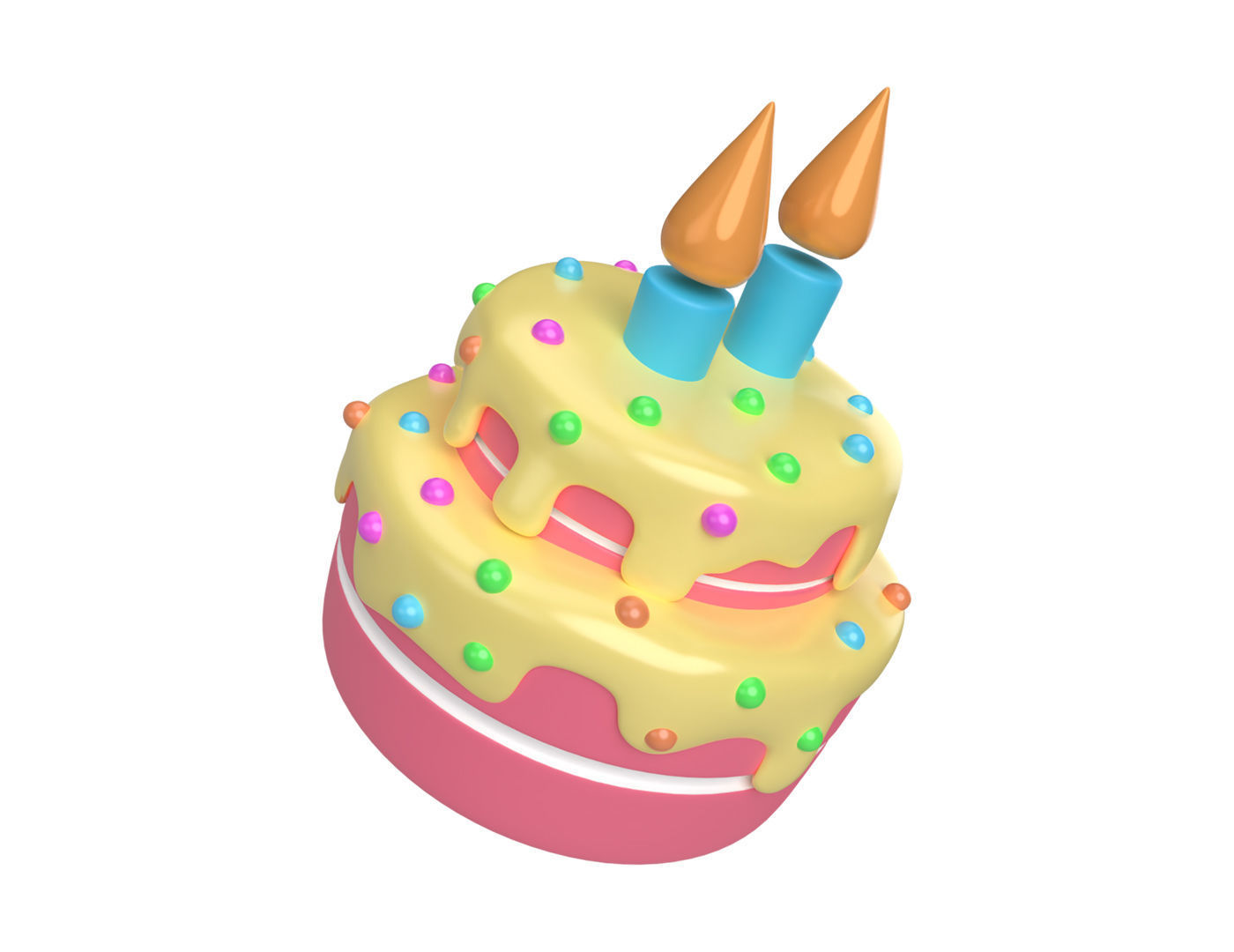 Cartoon Cake Low-poly 3D model_4