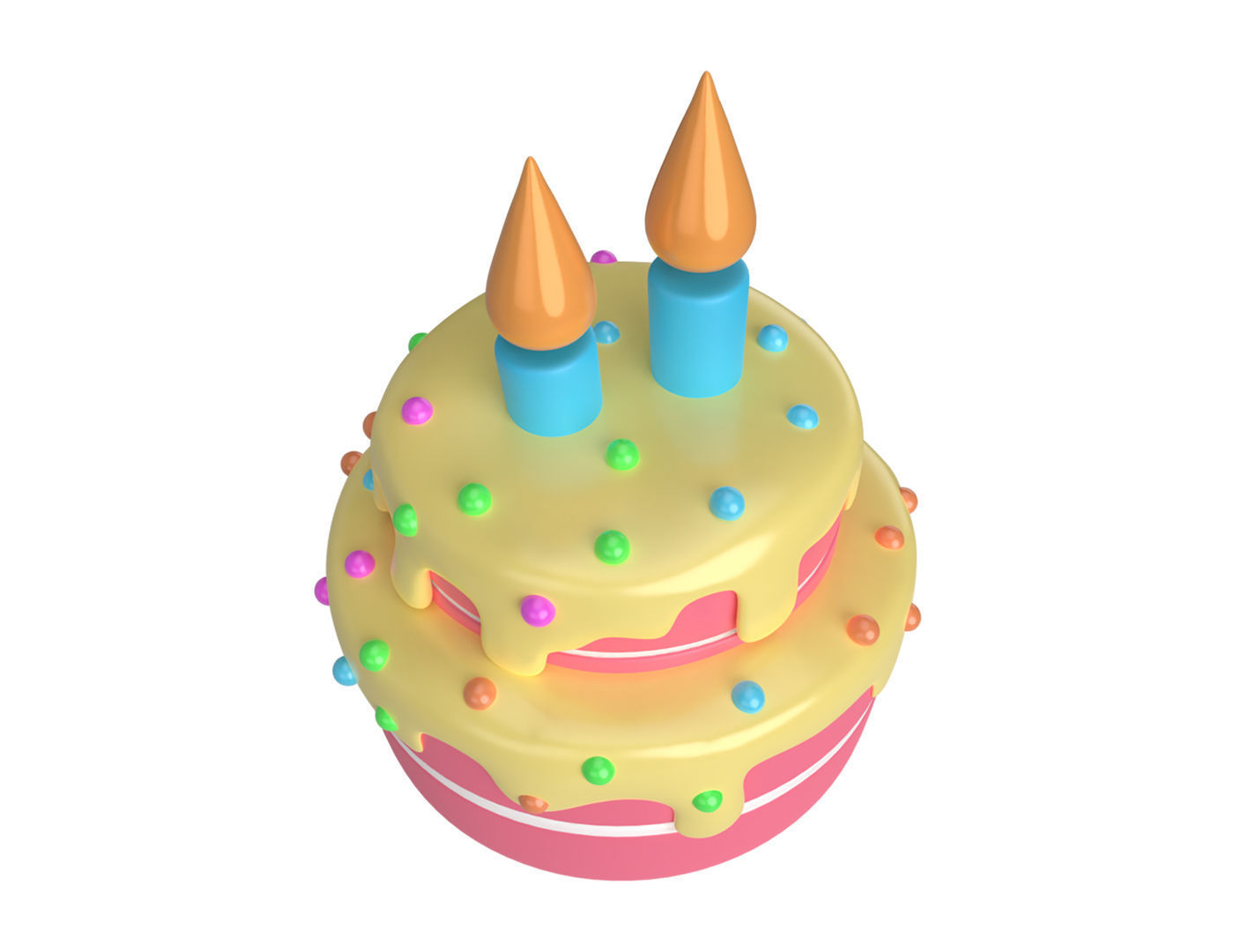 Cartoon Cake Low-poly 3D model_2