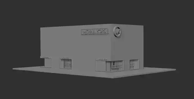 store model building with sign Free low-poly 3D model