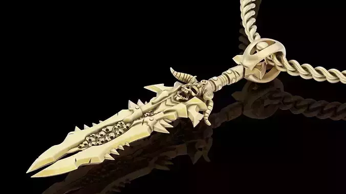 Sword pendant  gold printable jewelry 3D model