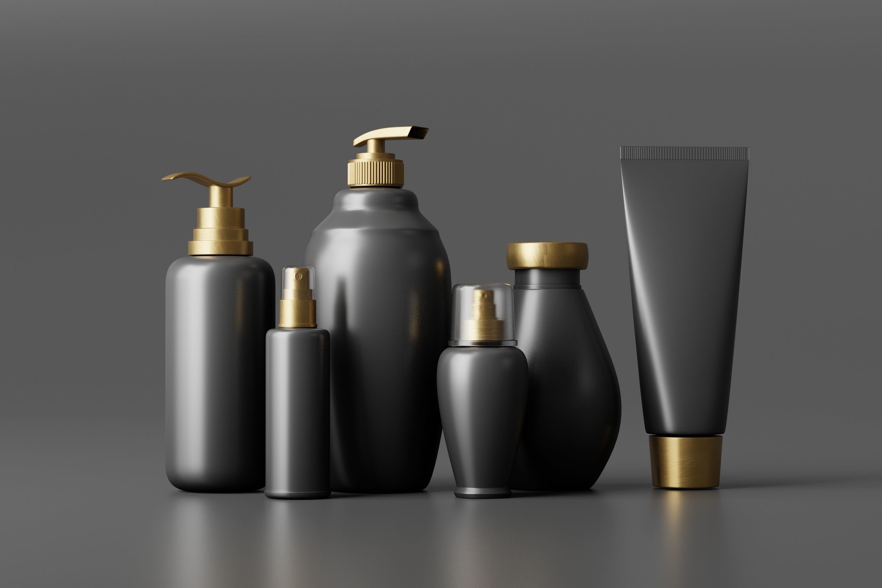 Bottle and tube cosmetic collection Low-poly 3D model_1