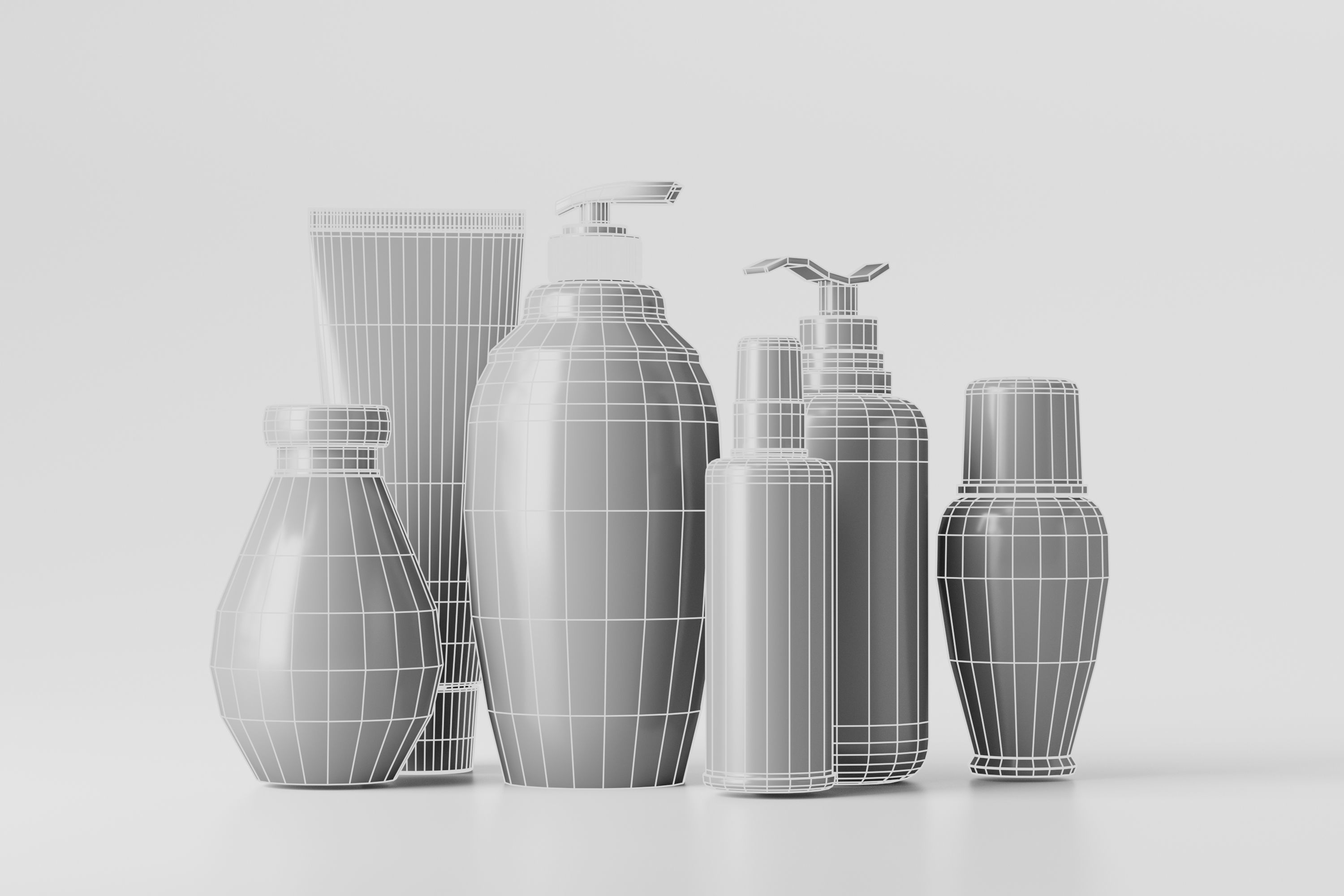 Bottle and tube cosmetic collection Low-poly 3D model_20
