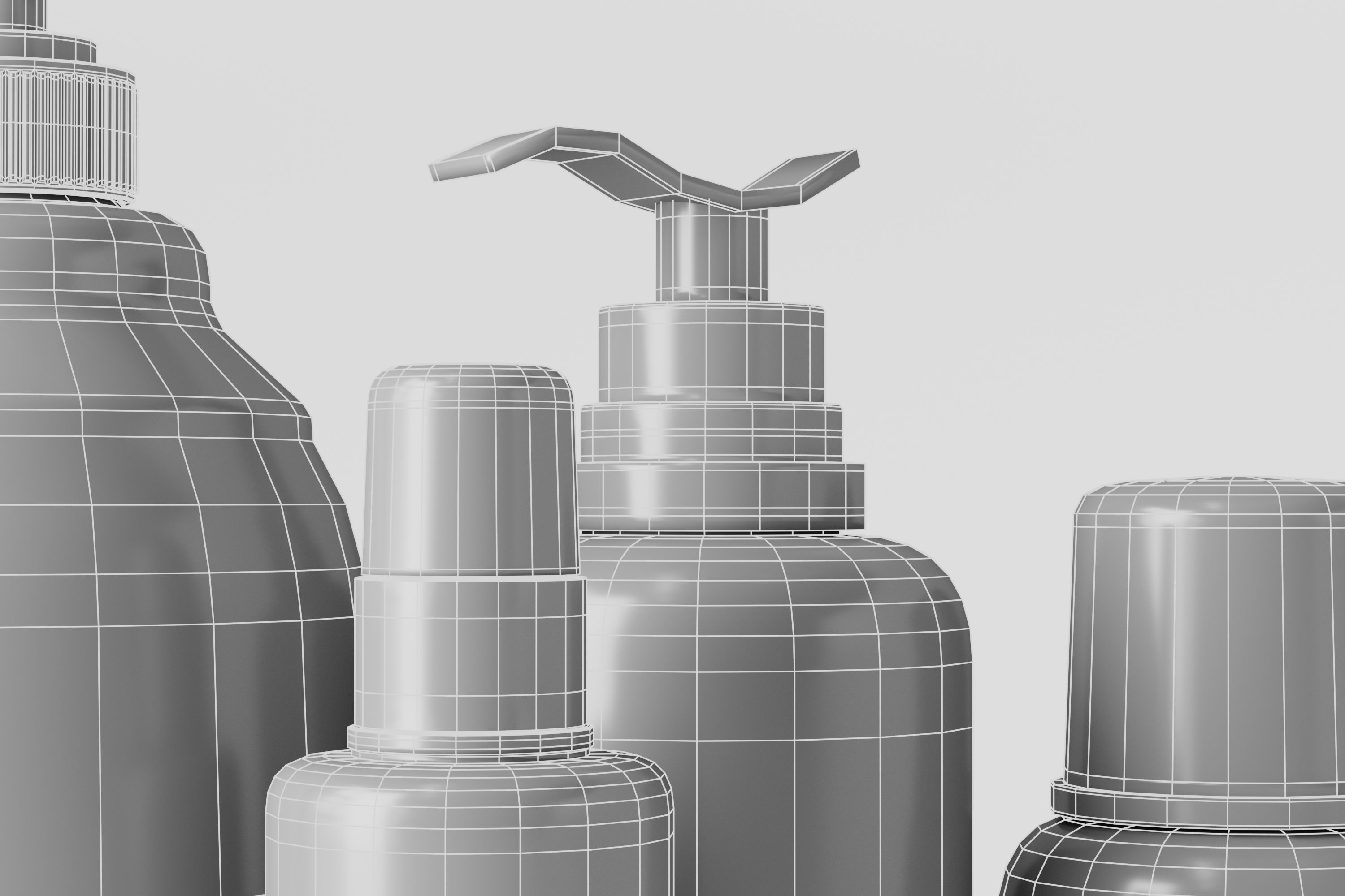 Bottle and tube cosmetic collection Low-poly 3D model_17