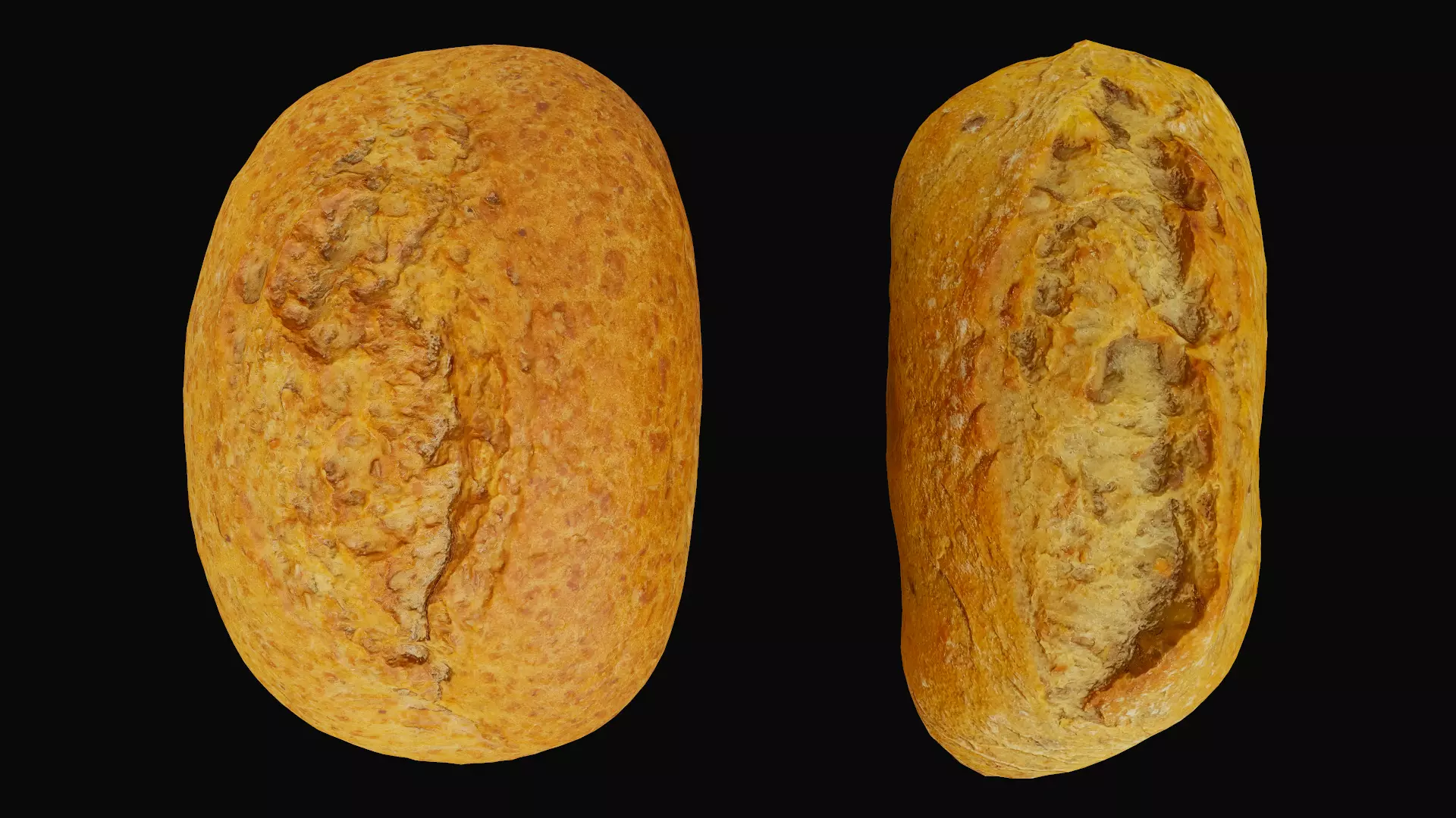 BreadRoll set loaf of bread Low-poly 3D model