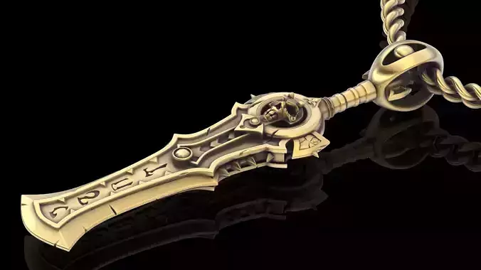 Sword pendant  gold sterling printable jewelry 3D model