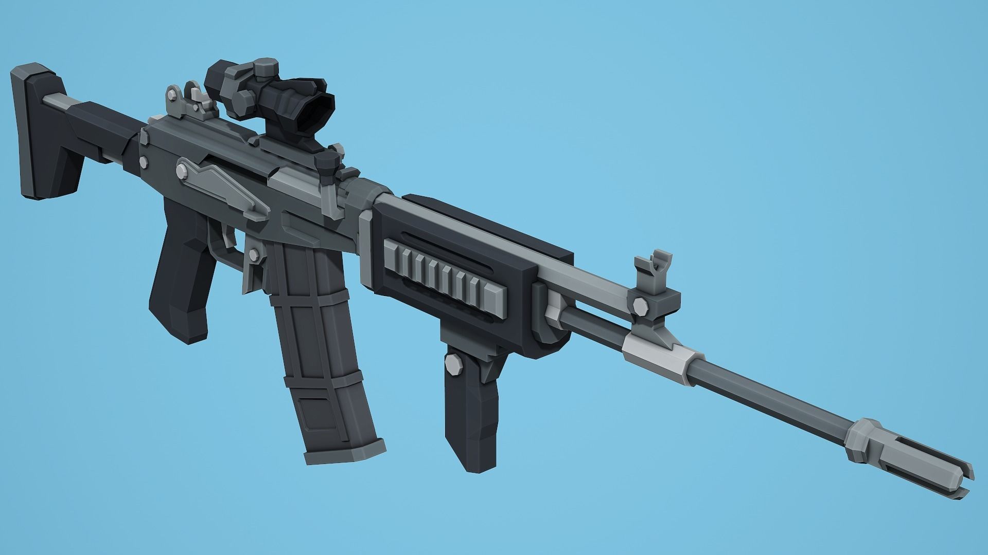 Galil Tactical - Low Poly Mobile Ready Low-poly 3D model_3