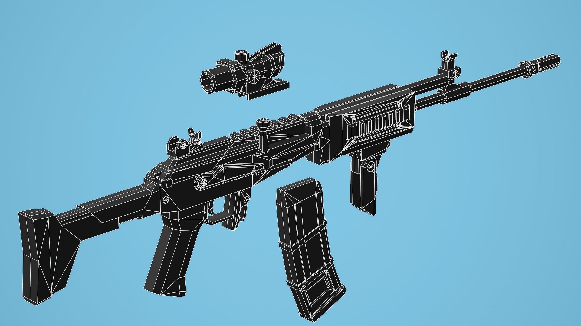 Galil Tactical - Low Poly Mobile Ready Low-poly 3D model_14