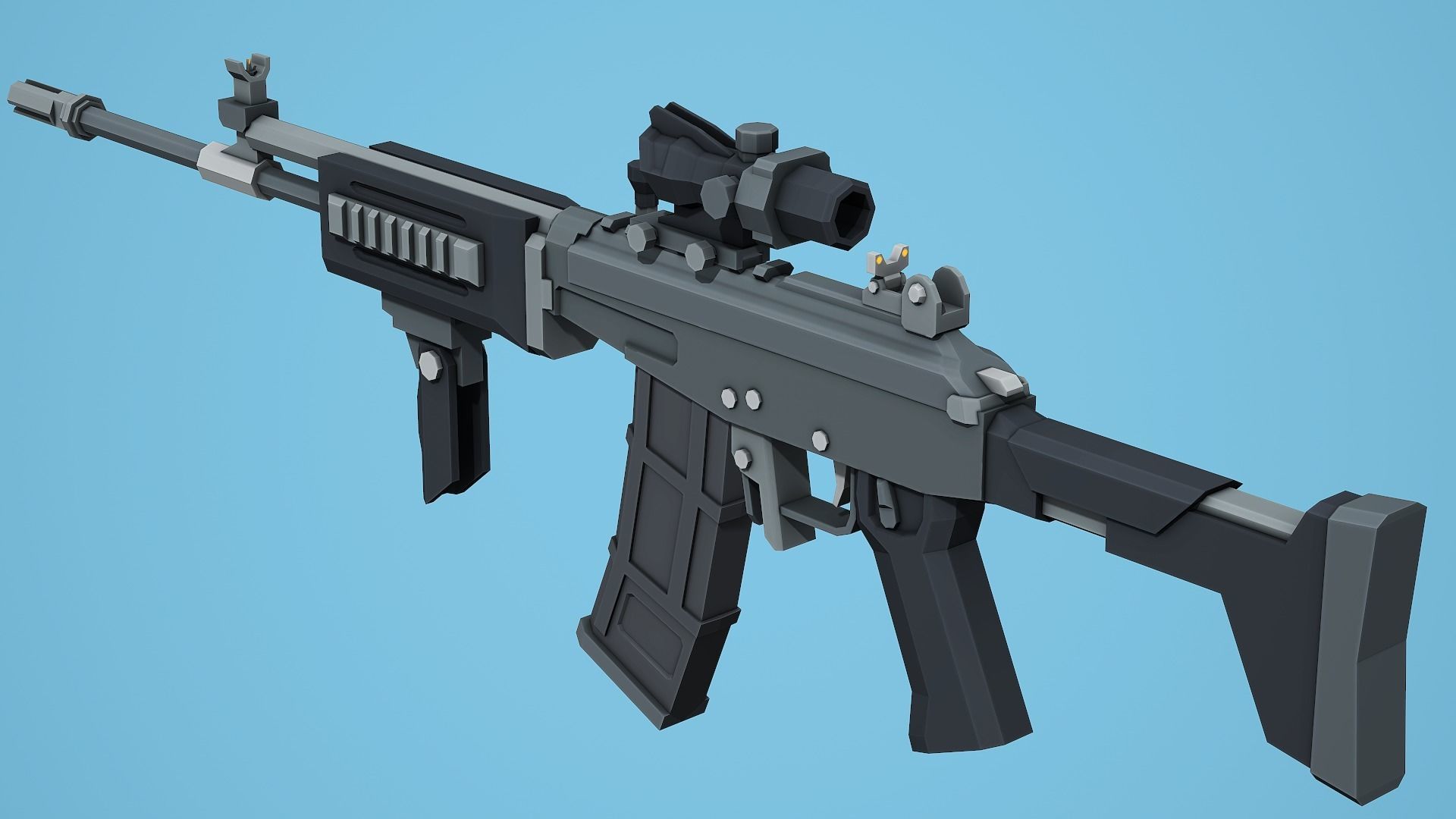 Galil Tactical - Low Poly Mobile Ready Low-poly 3D model_4