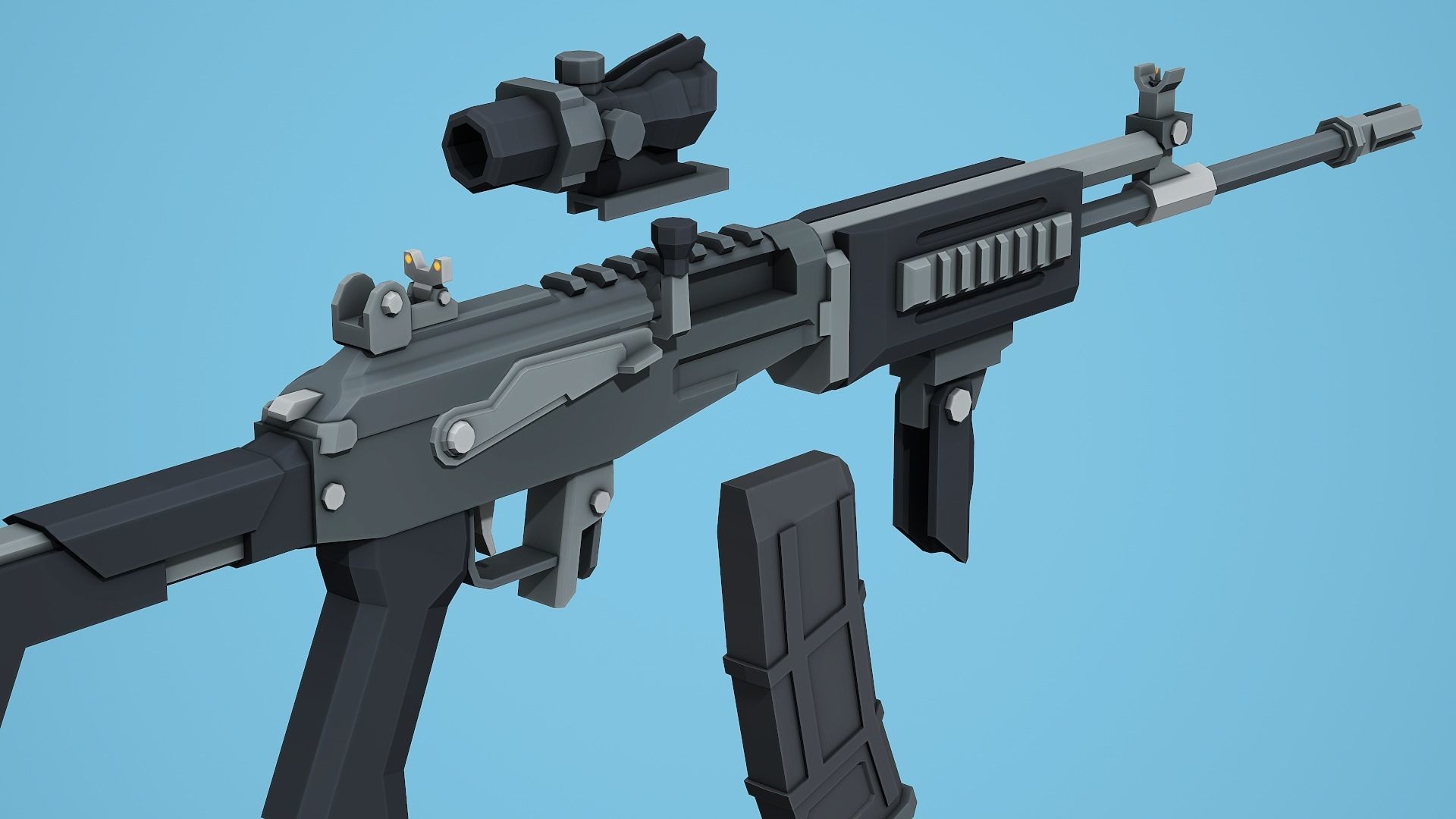 Galil Tactical - Low Poly Mobile Ready Low-poly 3D model_6