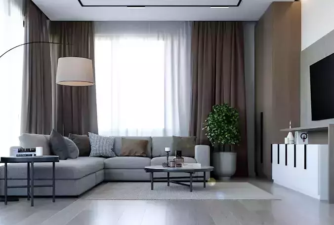 Livingroom Scene with Animation 3D model