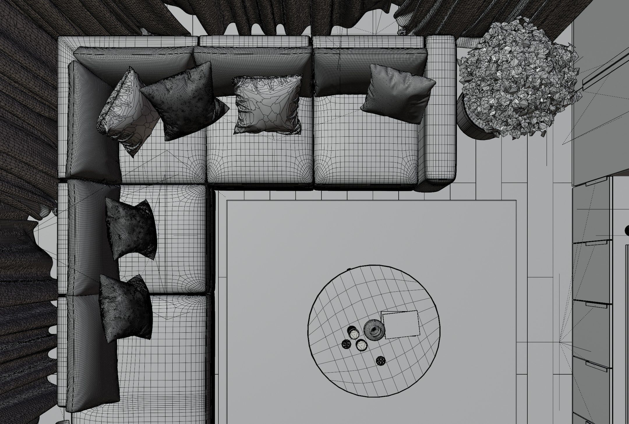 Livingroom Scene with Animation 3D model_7