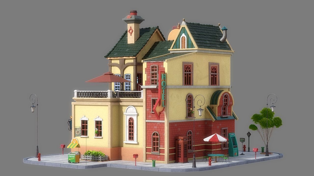 Cartoon House 07 3D model_4