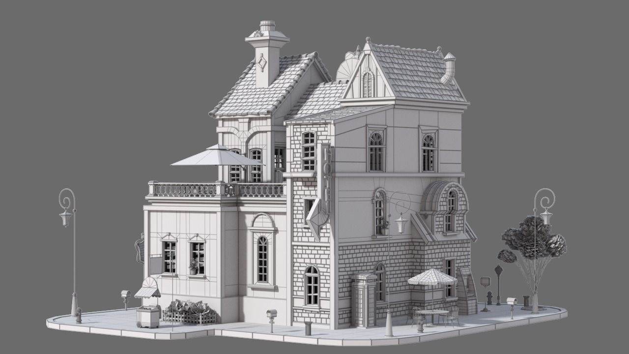 Cartoon House 07 3D model_11