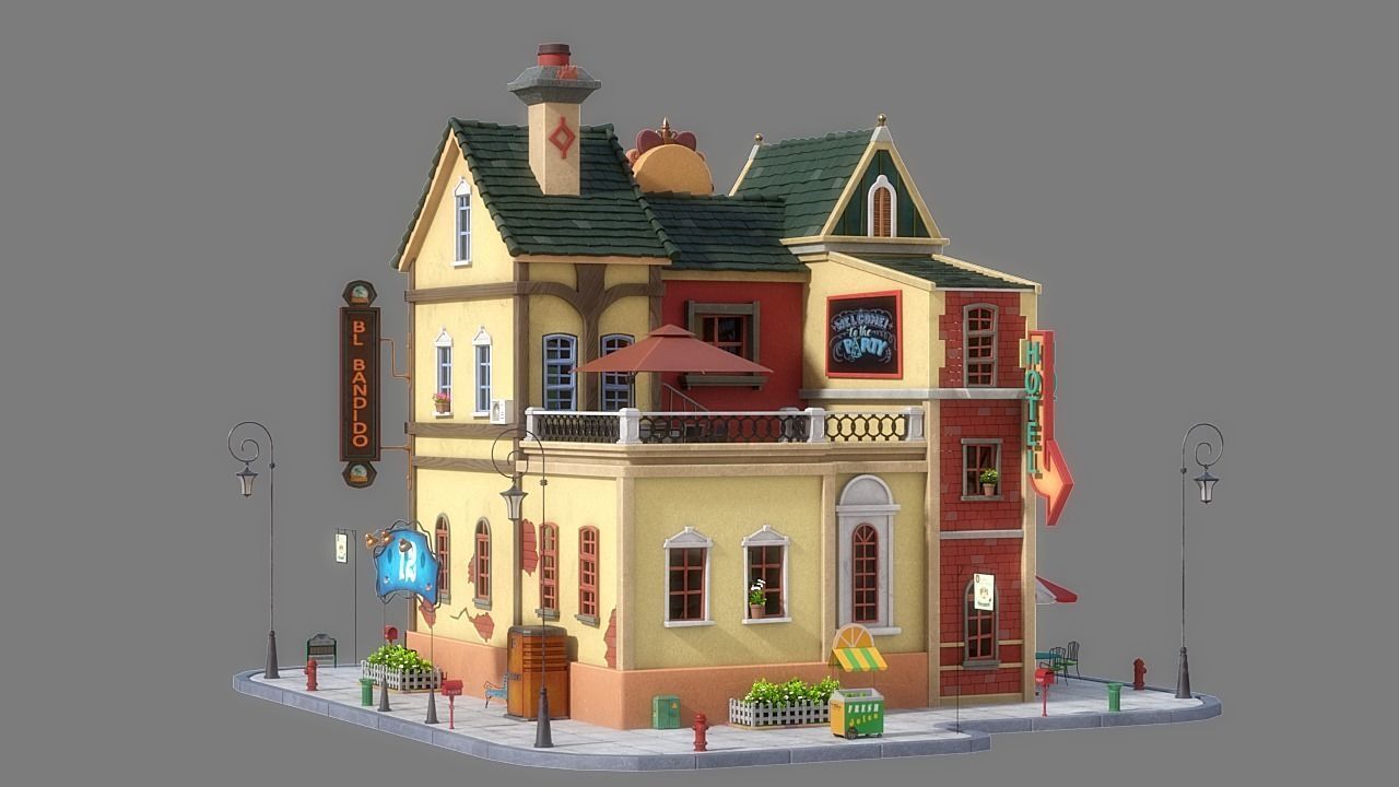Cartoon House 07 3D model_6