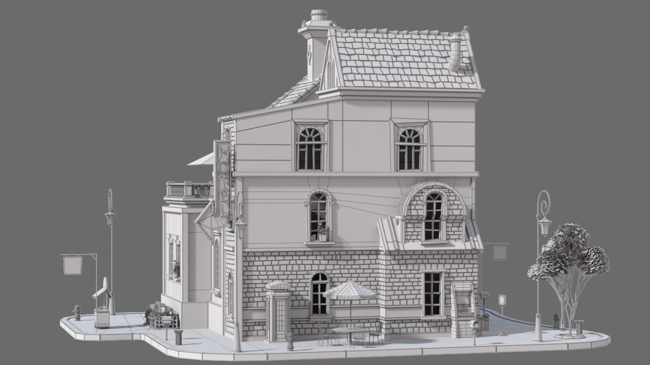 Cartoon House 07 3D model_12