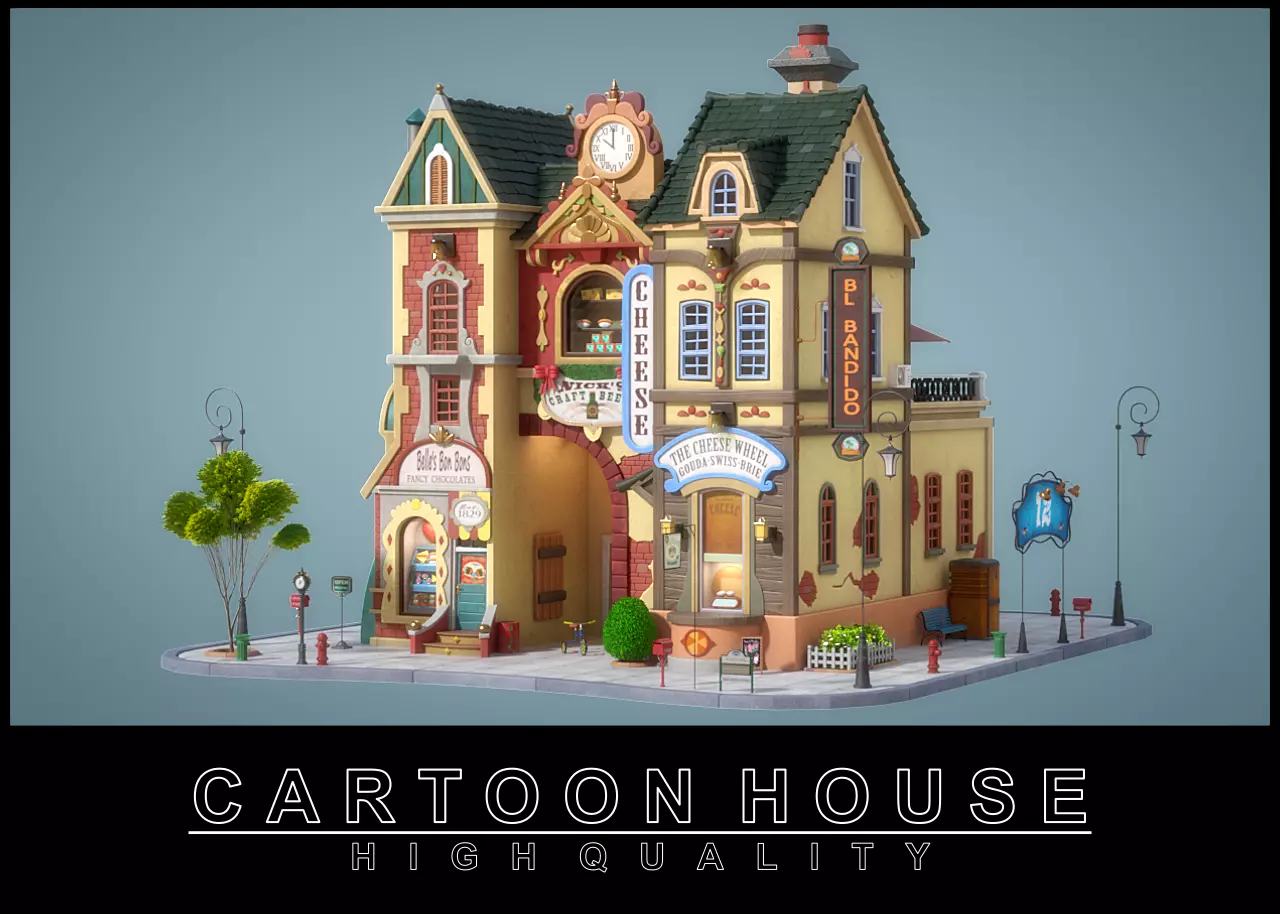 Cartoon House 07 3D model_0