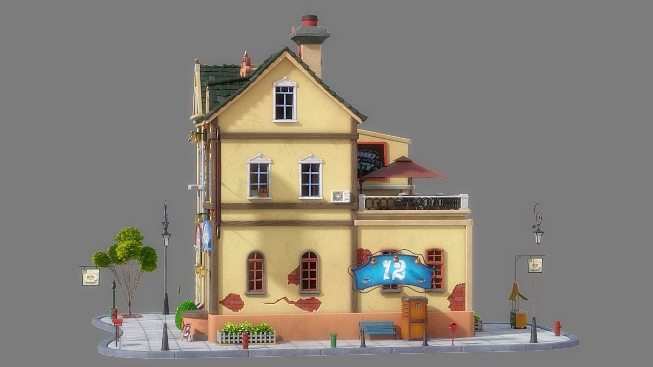 Cartoon House 07 3D model_5