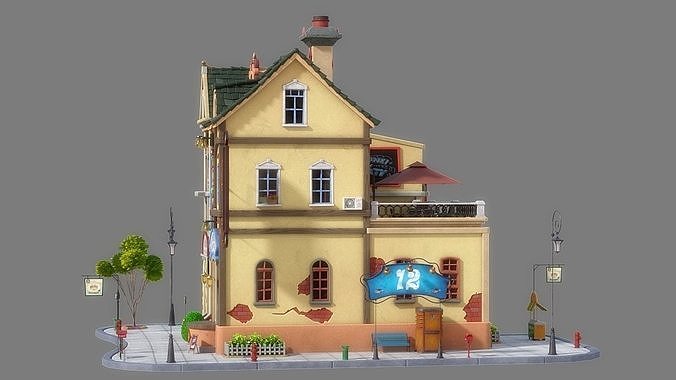 Cartoon House 07 3D model 6