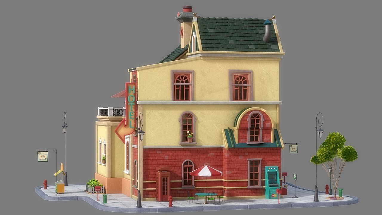 Cartoon House 07 3D model_7