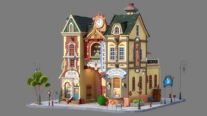 Cartoon House 07 3D model 2