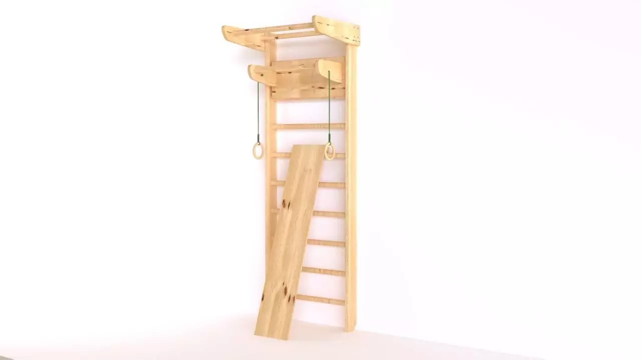 Wooden Swedish Wall 3D model 3D model