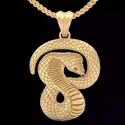 Snake pendant silver gold printable jewelry 3D model
