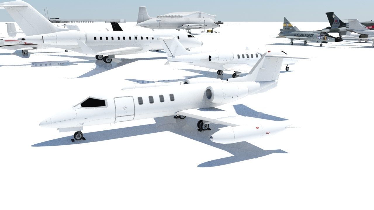 Lear 25-35 Jet static lowpoly Low-poly 3D model_10