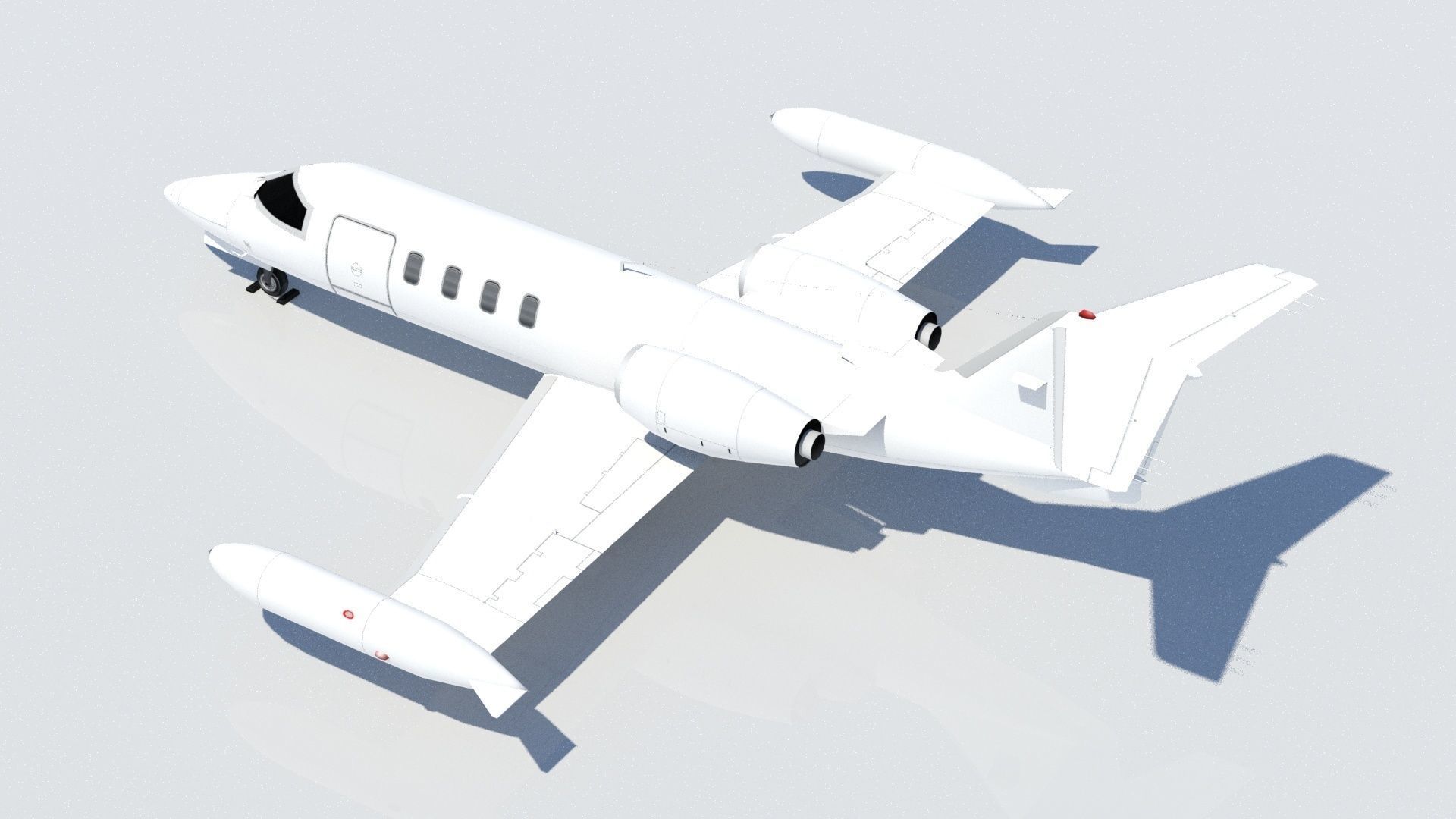 Lear 25-35 Jet static lowpoly Low-poly 3D model_2