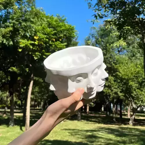 Face planter Pot with drainage - Vase STL file  3D print model
