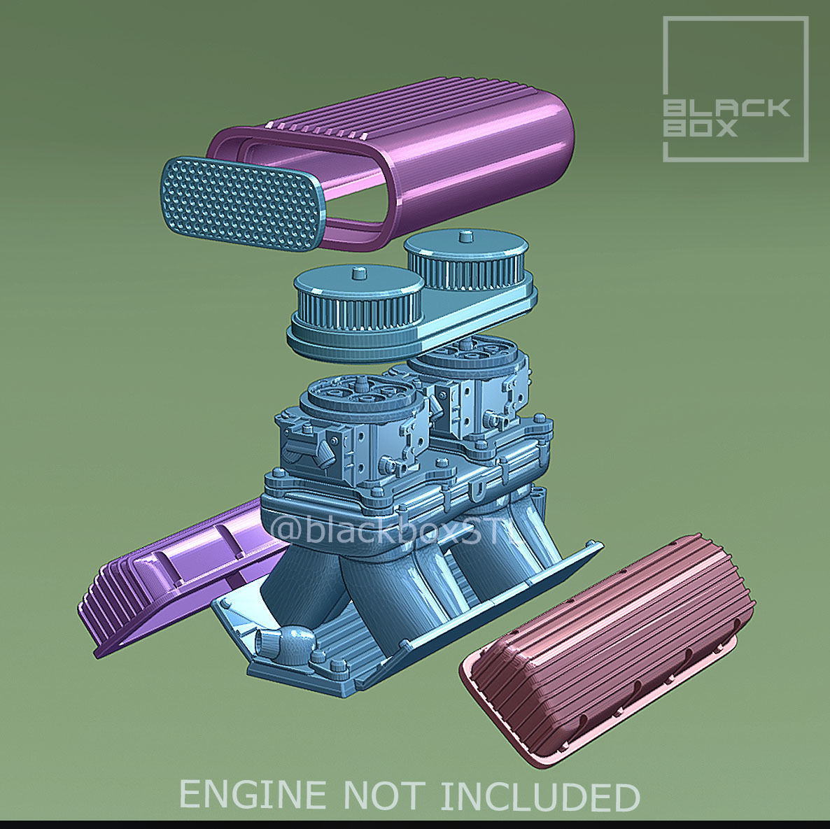 RAM AIR TUNNEL set for 572 ENGINE 1-24th 3D print model_3