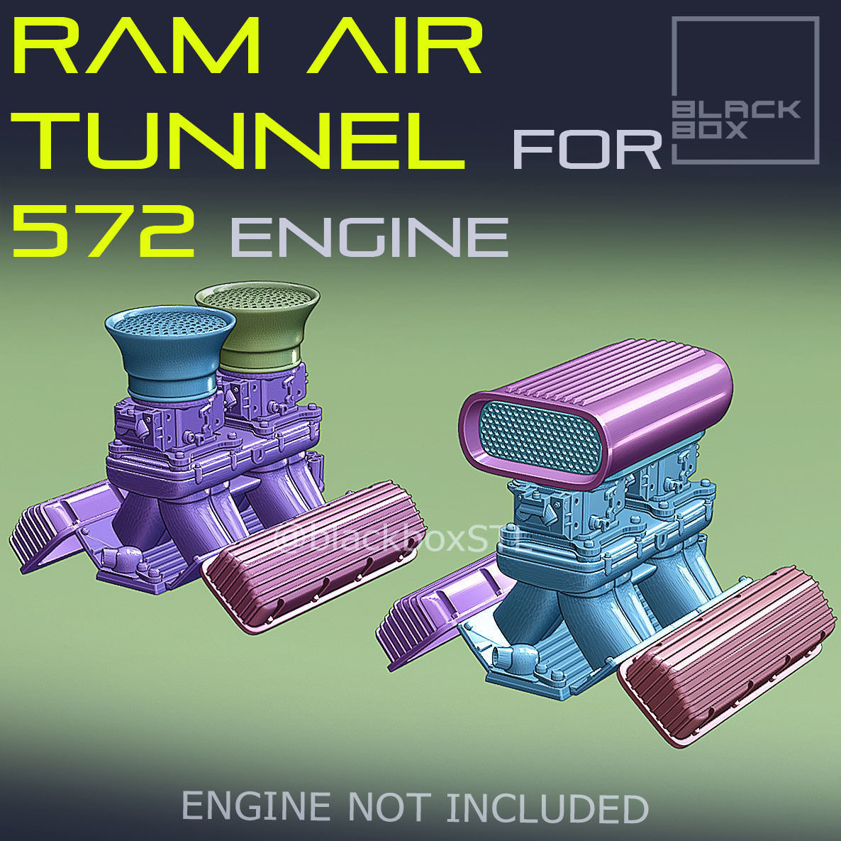 RAM AIR TUNNEL set for 572 ENGINE 1-24th 3D print model_2
