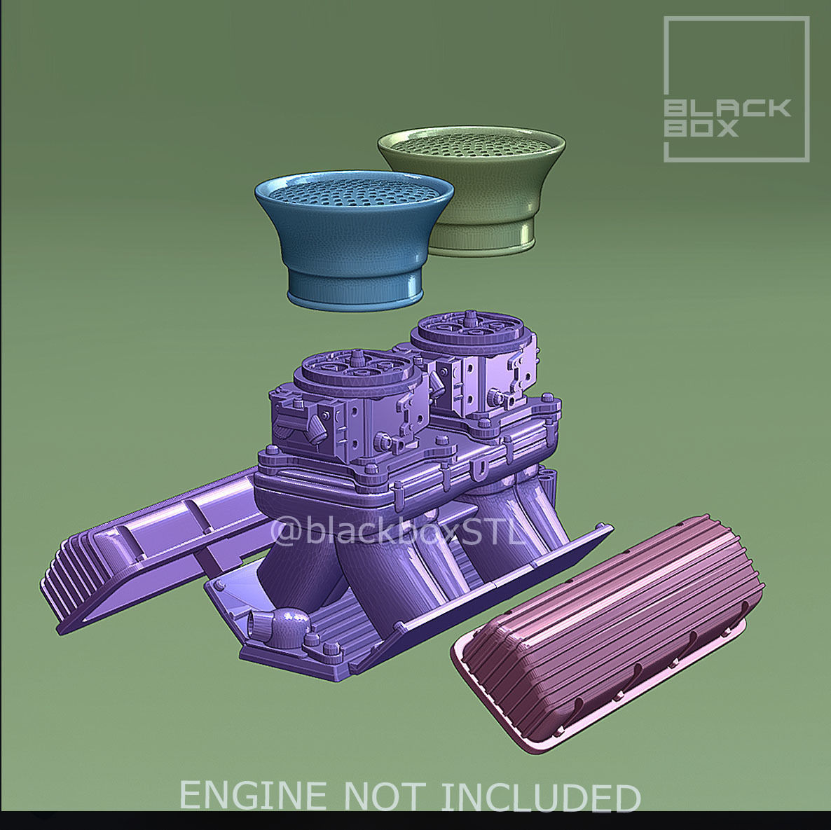 RAM AIR TUNNEL set for 572 ENGINE 1-24th 3D print model_7