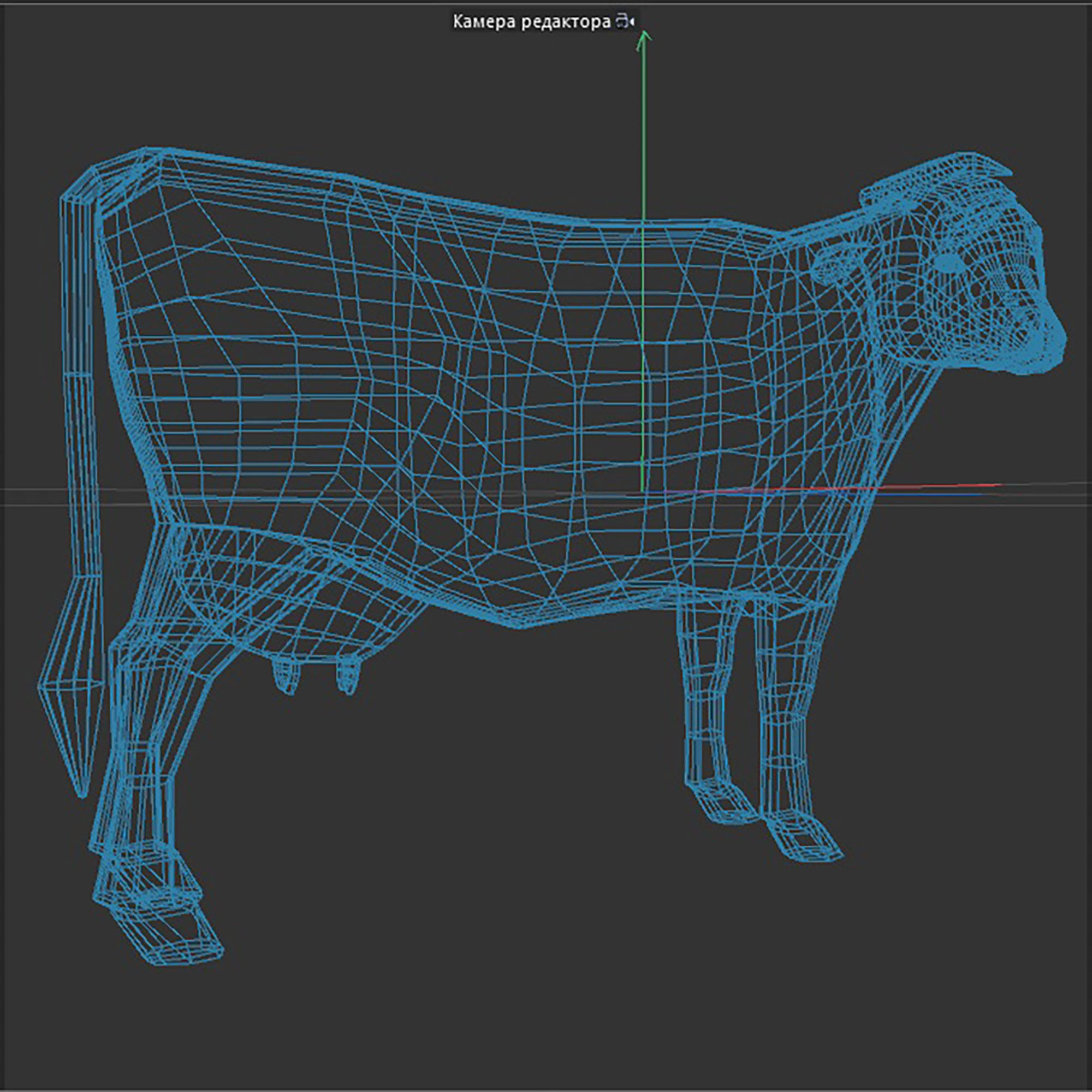  brown and white cow Low-poly 3D model_11