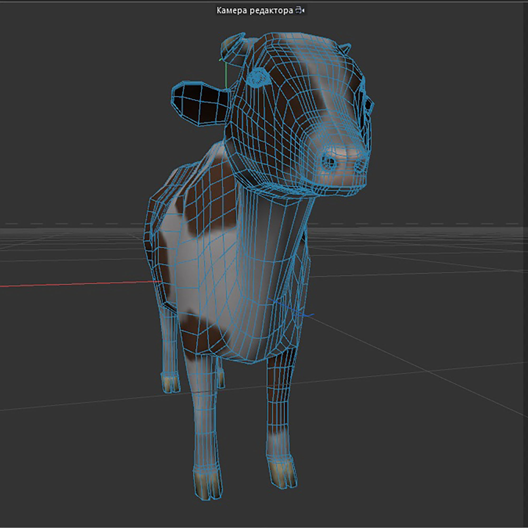  brown and white cow Low-poly 3D model_8
